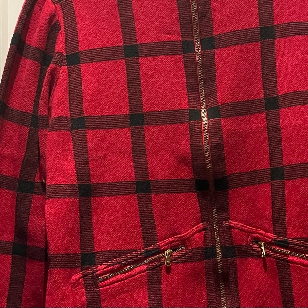 Vintage Lauren Ralph Lauren Black/Red Buffalo Plaid Check Sweater/Jacket - Picture 2 of 6